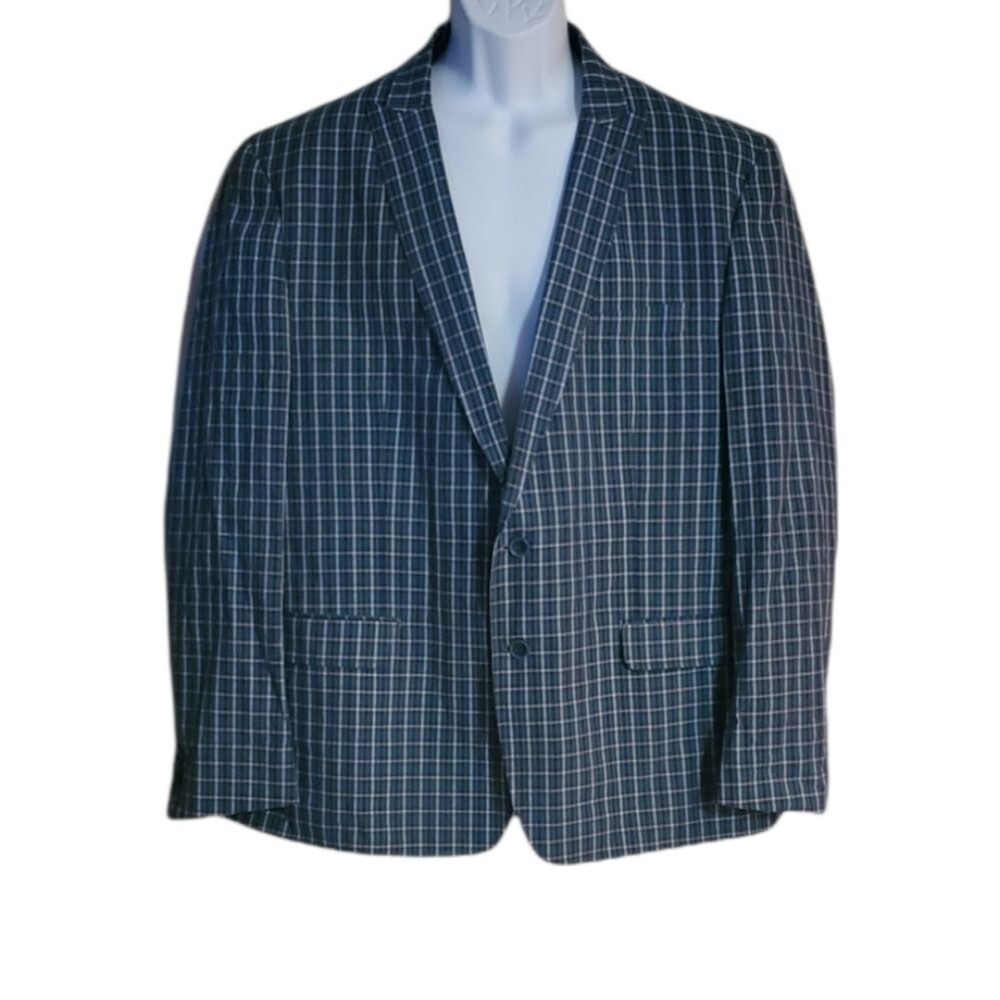 Mens Sean John Two button Blue Green Striped Blazer